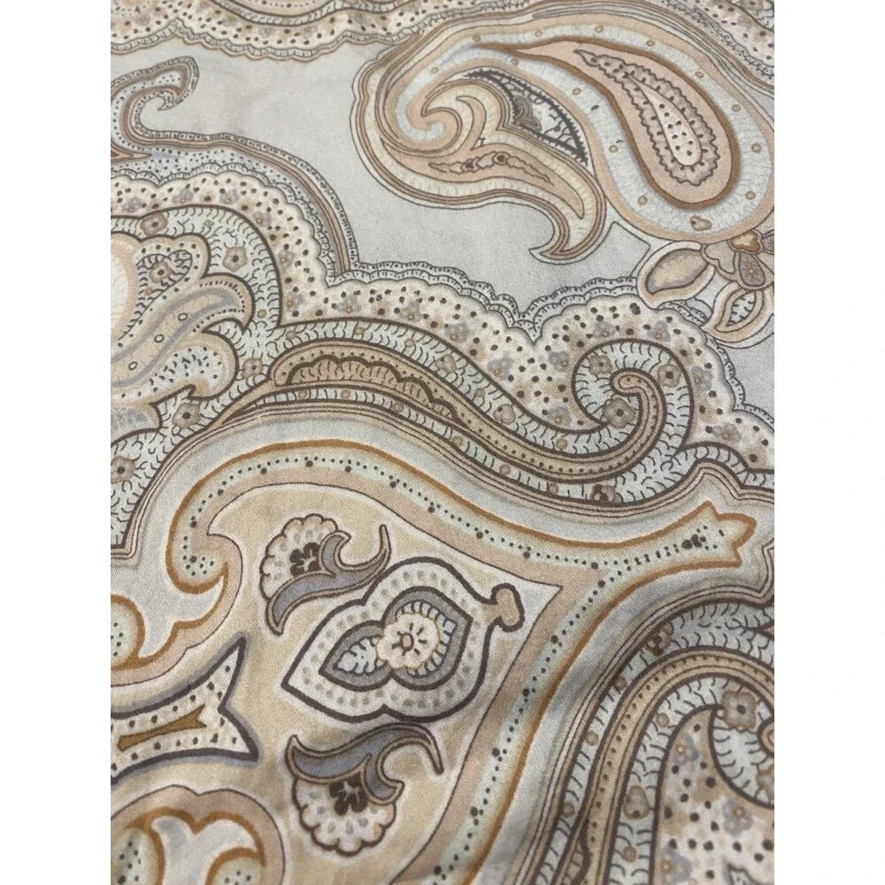 Rose Tree Home Paisley Pillow Sham Blue Peach Brown Beige Cotton Buttons Tie Set